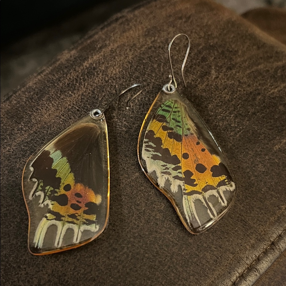 Petal Connection Sunset Moth Bottom Wing Earrings